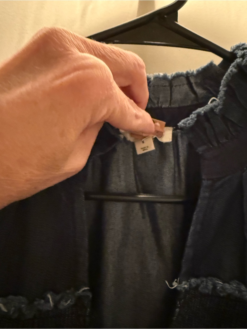 Pilcro Tiered Denim Swing Smock Dress Small Navy Jean - Picture 15 of 16
